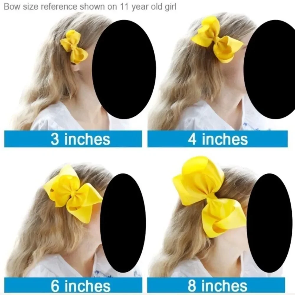 14 Rainbow Color Hair Bows - 8 inch Bows with Alligator Clips